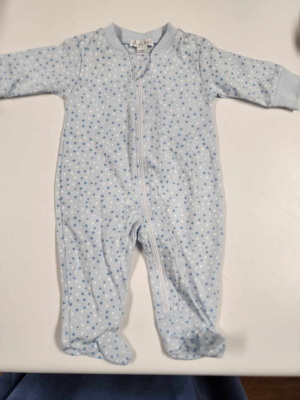 Kissy Kissy Pale Blue Star Zip Footed One-Piece